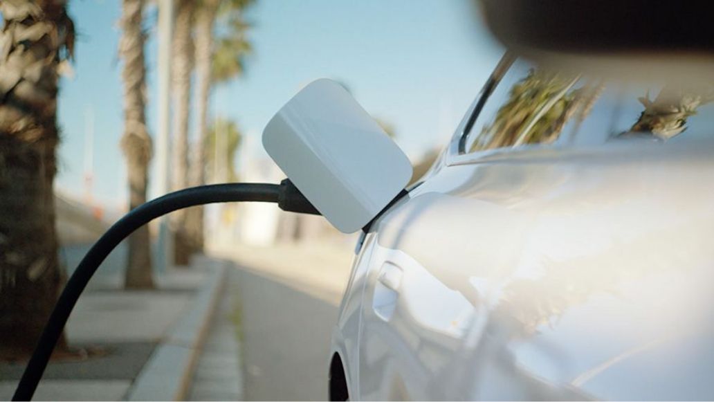 A car being electrically charged